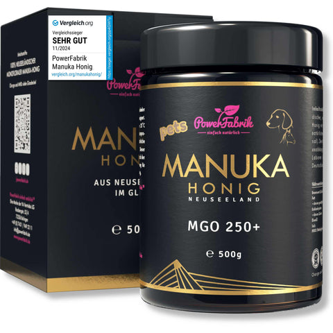 Manuka Honig für Tiere, MGO 250+, im Glas, Manuka Pets, aus Neuseeland - PowerFabrik