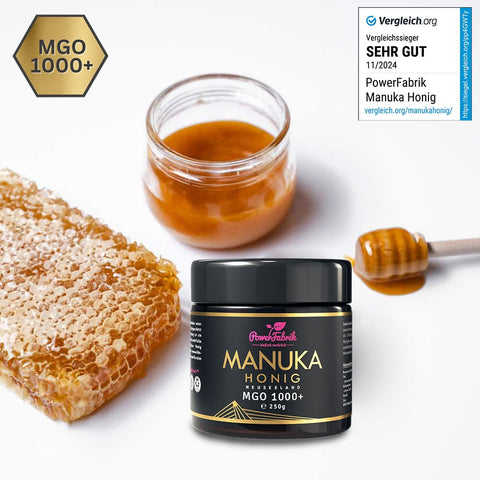 Manuka Honig MGO 1000+, im Glas, Original aus Neuseeland - PowerFabrik