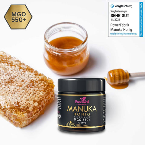 Manuka Honig MGO 550+, im Glas, Original aus Neuseeland - PowerFabrik