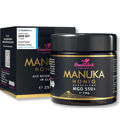 Manuka Honig MGO 550+, im Glas, Original aus Neuseeland - PowerFabrik