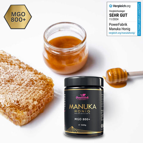 Manuka Honig MGO 800+, im Glas, Original aus Neuseeland - PowerFabrik
