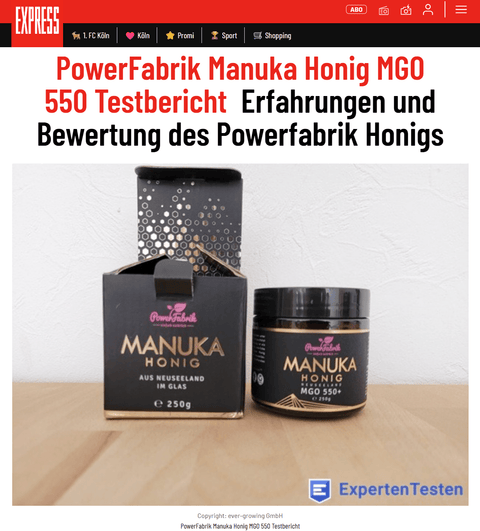 PowerFabrik Manuka Honig MGO 550+ Testbericht auf EXPRESS.de - PowerFabrik