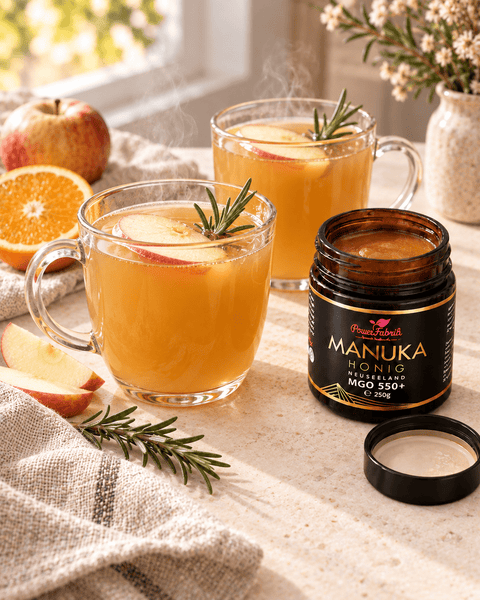 Warmer Apfel-Rosmarin-Punsch mit Manuka Honig - PowerFabrik
