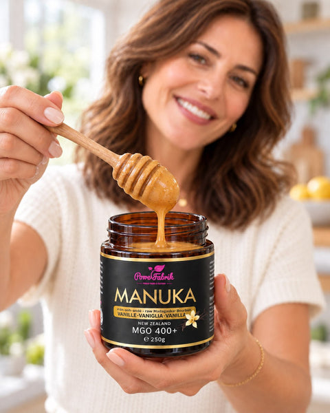 Manuka Honig MGO 400+, VANILLE, im Glas, Original aus Neuseeland - PowerFabrik