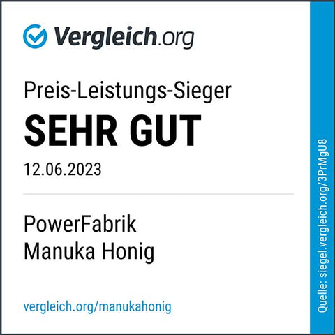 Vergleichssieger SEHR GUT- Manuka Honig von Powerfabrik