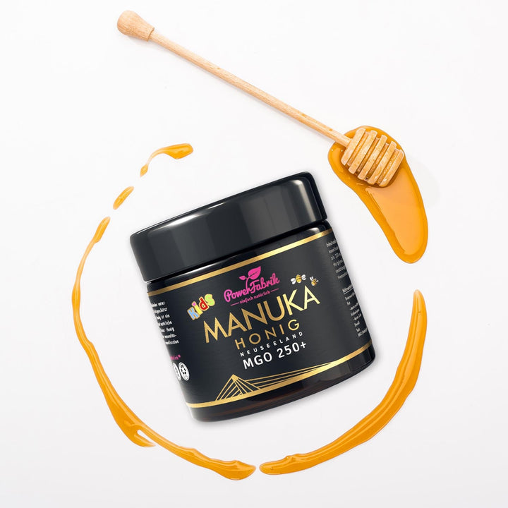 Manuka Honig Kinder, MGO 250+, im Glas, Manuka Kids, aus Neuseeland - PowerFabrik